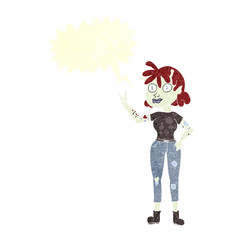 retro speech bubble cartoon alien rock fan girl