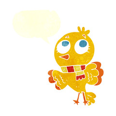 cute retro speech bubble cartoon bird