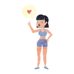 retro speech bubble cartoon gym woman