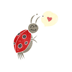 retro speech bubble cartoon ladybug