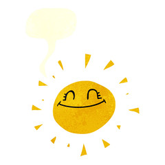 happy retro speech bubble cartoon sun
