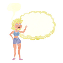 retro speech bubble cartoon gym woman
