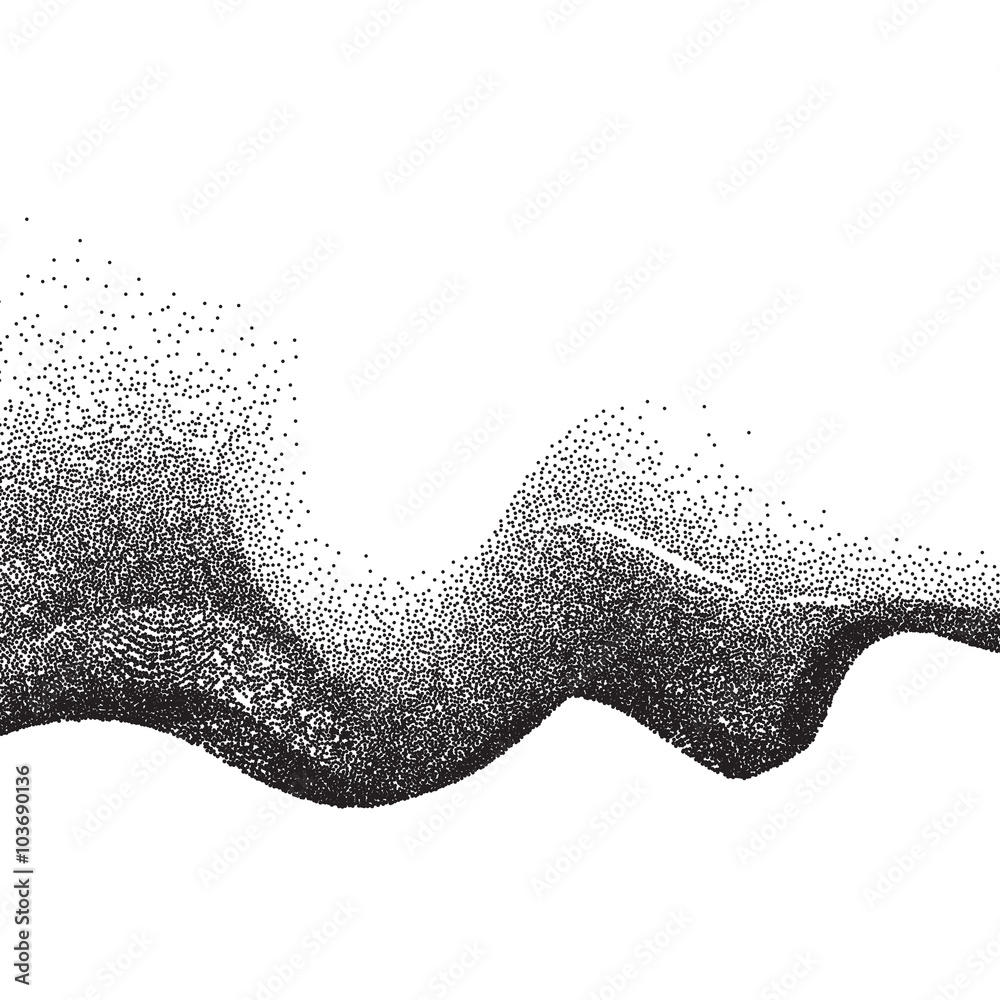 Poster Abstract background with wave of scattered dots
