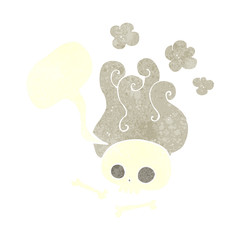 retro speech bubble cartoon skull and bones