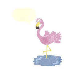 retro speech bubble cartoon flamingo