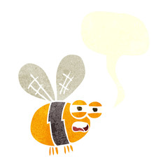 retro speech bubble cartoon bee
