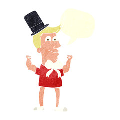 retro speech bubble cartoon celebrating man