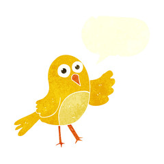 retro speech bubble cartoon bird
