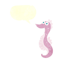 retro speech bubble cartoon seahorse