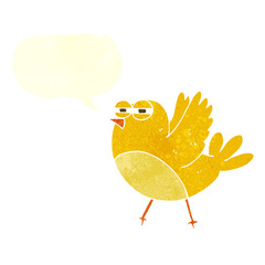 retro speech bubble cartoon bird