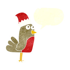 retro speech bubble cartoon christmas robin