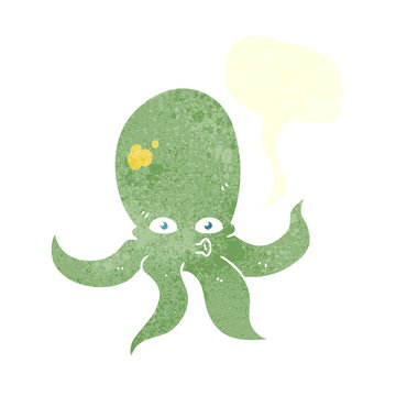 retro speech bubble cartoon octopus