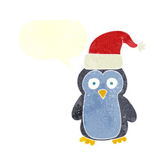 retro speech bubble cartoon christmas penguin