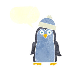 retro speech bubble cartoon penguin