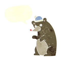 retro speech bubble cartoon bear