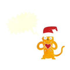 retro speech bubble cartoon cat loving christmas