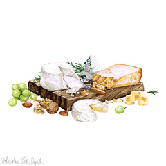 Watercolor Food - Cheese Board