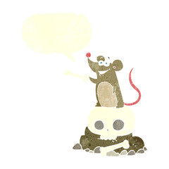 retro speech bubble cartoon graveyard rat