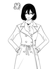 女性 / トレンチコート / 怒る