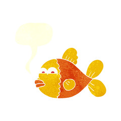 retro speech bubble cartoon fish