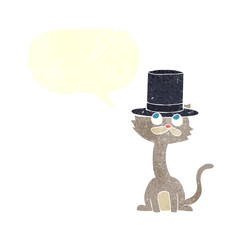 retro speech bubble cartoon cat in top hat
