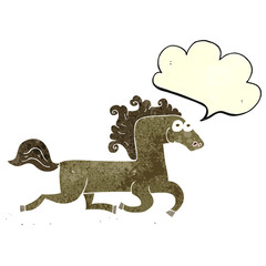 retro speech bubble cartoon running horse