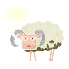 retro speech bubble cartoon ram covered in mud