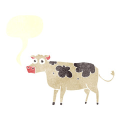 retro speech bubble cartoon cow
