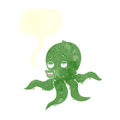 retro speech bubble cartoon octopus