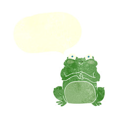 retro speech bubble cartoon funny frog