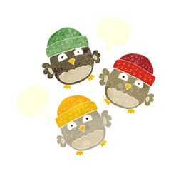 retro speech bubble cartoon cute owls