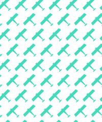 Cute Seamless Pattern. Repetitive Texture with Isolated Airplane Silhouettes on White Background.  Vector Kids Background
