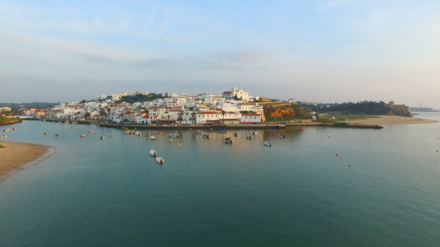 Aerial from the village Ferragudo in the Algarve Portugal
