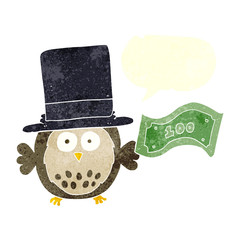 retro speech bubble cartoon rich owl