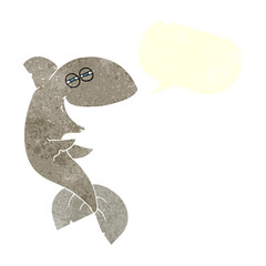 retro speech bubble cartoon laughing shark