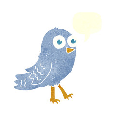 retro speech bubble cartoon bird