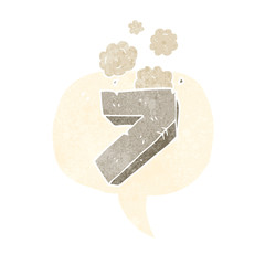 retro speech bubble cartoon stone number seven