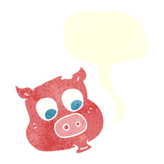 retro speech bubble cartoon pig