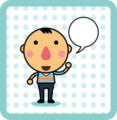 Cute cartoon boy with speech bubble,Kids design. isolated vector