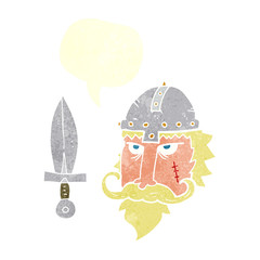 retro speech bubble cartoon viking warrior