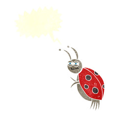 retro speech bubble cartoon ladybug