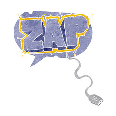 retro speech bubble cartoon usb cable