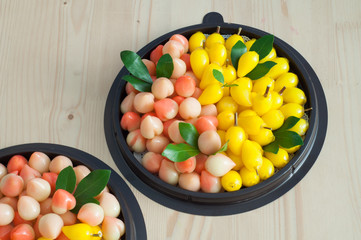 Delectable imitation fruits, Thai National Dessert.