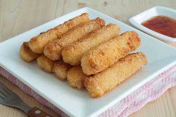 Dining table with Fried fish and pepper sauce, Thai national food.