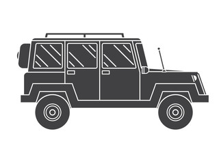 Outline Suv Black and White Vector Icon