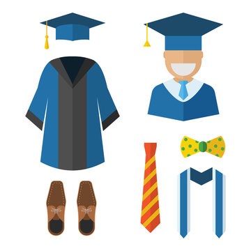 Graduation Clothing and Accessories Icons