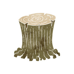 retro cartoon big tree stump