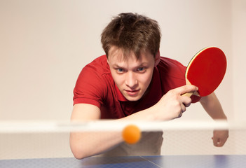 Man playing ping pong