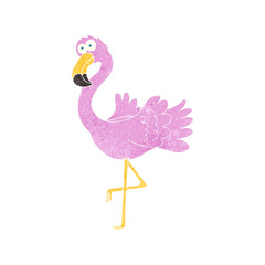 retro cartoon flamingo