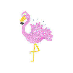 retro cartoon flamingo